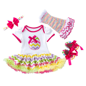 4 Pieces Set Baby Girls Easter Bow Print Headwear And Cartoon Rompers And Shoes And Striped Others accessories