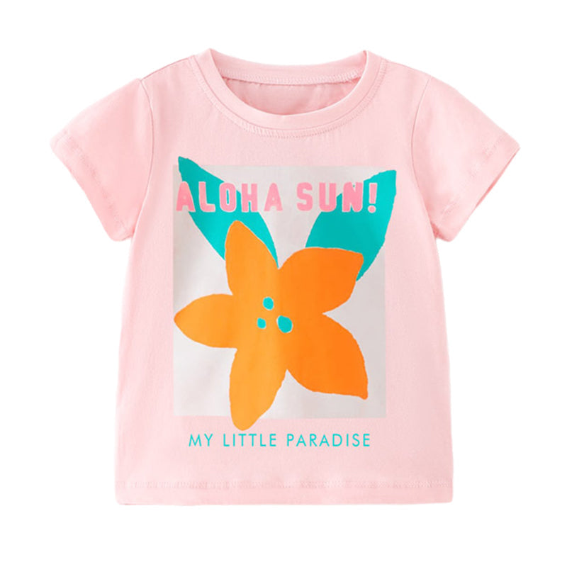 Baby Kid Girls Letters Flower Print T-Shirts