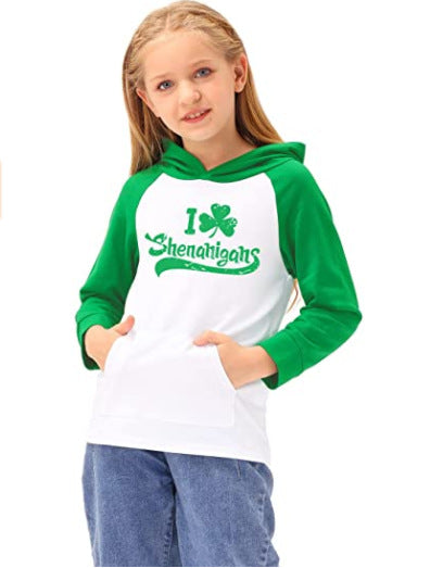 Kid Girls Letters Plant St Patrick's Day Hoodies Sweatshirts