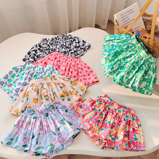 Baby Kid Girls Flower Fruit Print Shorts