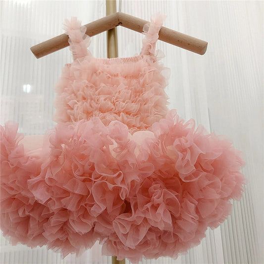 Baby Kid Girls Solid Color Birthday Dresses Princess Dresses