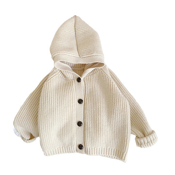 Cute Baby Kid Unisex Solid Color Cardigan And Pants