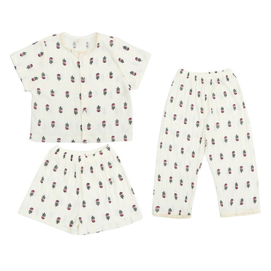 3 Pieces Set Baby Kid Girls Flower Print Shirts And Shorts And Pants