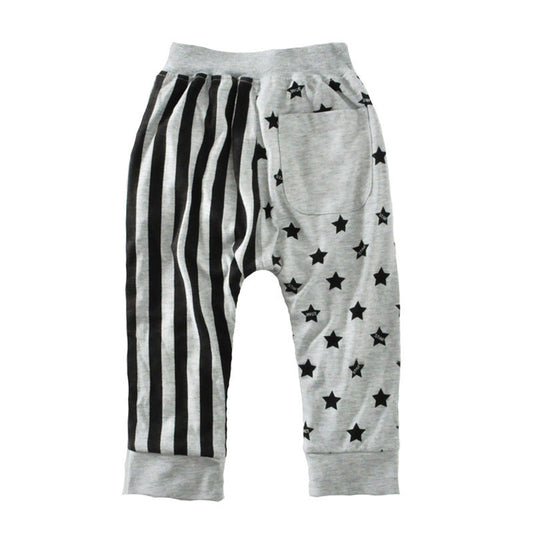 Kid Boys Striped Star Print Sports Pants