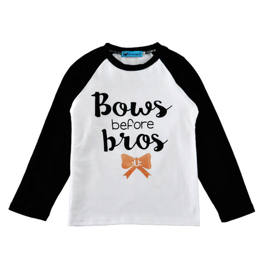 Baby Kid Unisex Letters Color-blocking Bow Print Tops