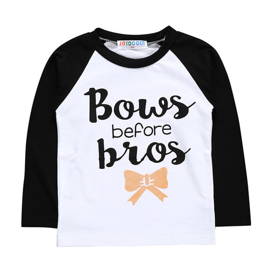 Baby Kid Unisex Letters Bow Tops