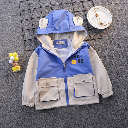 Baby Kid Unisex Letters Color-blocking Cartoon Jackets Outwears