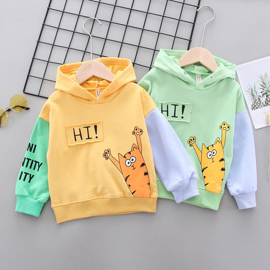 Baby Kid Unisex Letters Color-blocking Cartoon Print Hoodies Sweatshirts