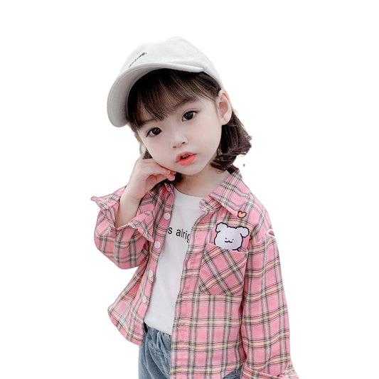 Baby Kid Girls Fruit Checked Print Shirts