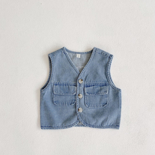 Fashion Baby Kid Unisex Solid Color Vests Waistcoats