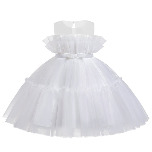 Baby Kid Girls Solid Color Bow Dressy Dresses Princess Dresses