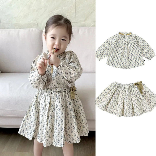 Baby Kid Girls Flower Print Tops And Skirts