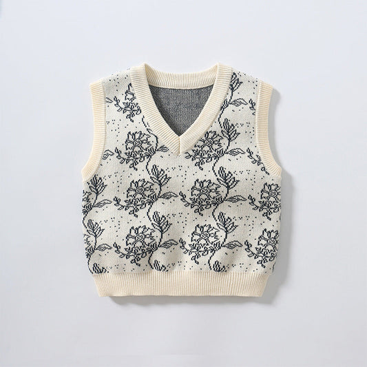 Fashion Baby Kid Unisex Flower Print Vests Waistcoats