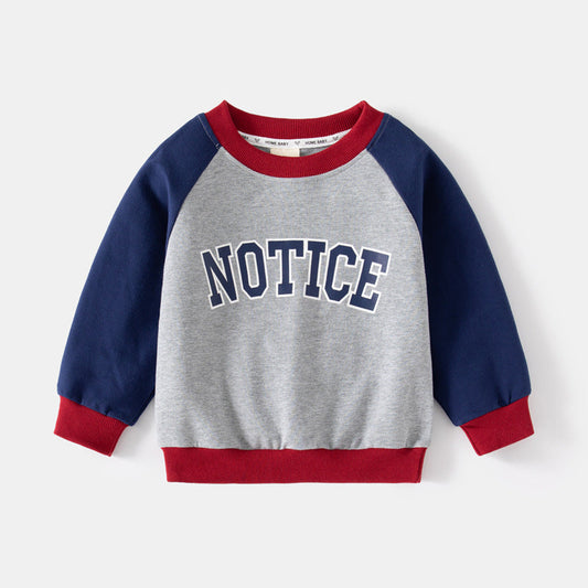 Baby Kid Boys Letters Color-blocking Hoodies Sweatshirts