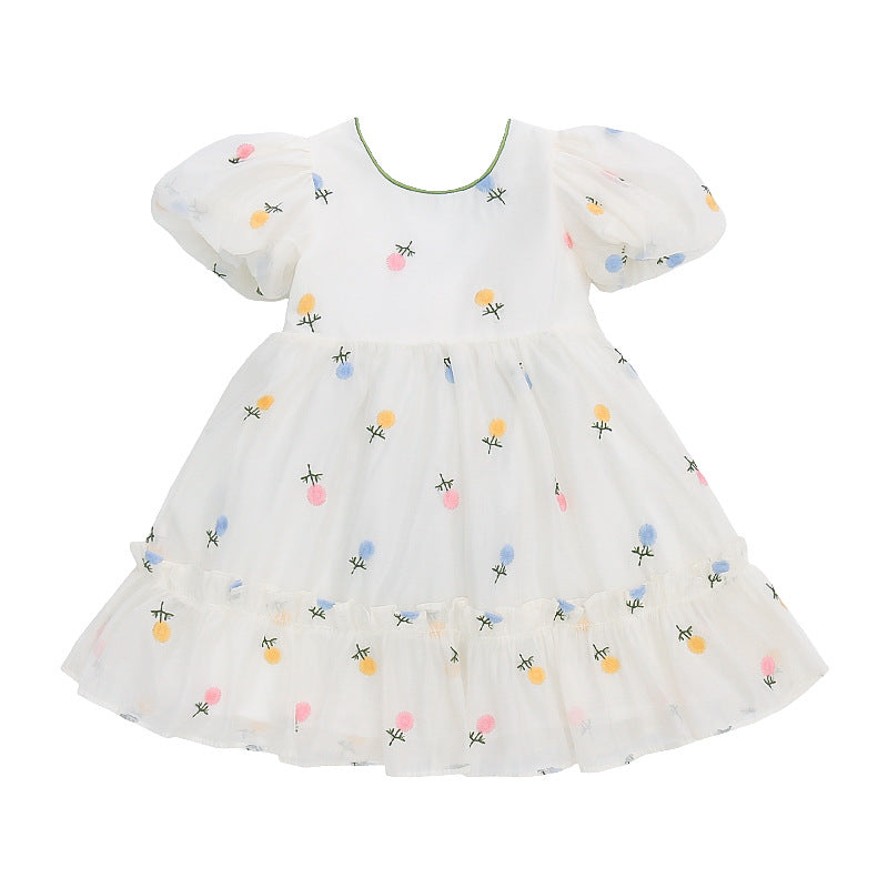 Baby Kid Girls Bow Embroidered Dresses