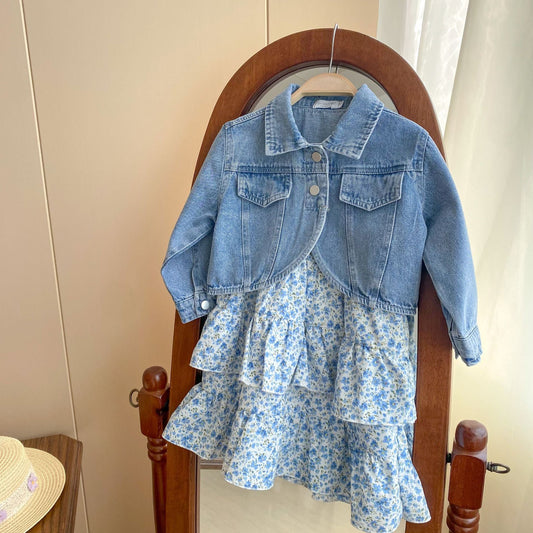 Baby Kid Girls Solid Color Flower Print Jackets Outwears