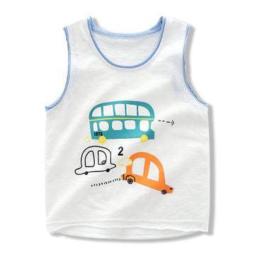 Cute Kid Boys Car Cartoon Print Tank Tops