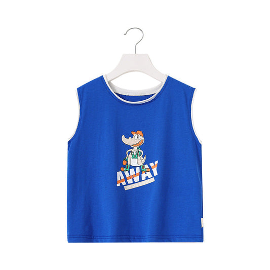 Cute Baby Kid Boys Letters Dinosaur Print Tank Tops