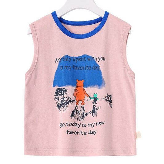 Fashion Kid Boys Letters Cartoon Print Tank Tops