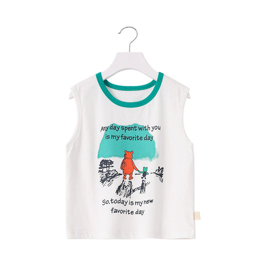 Fashion Kid Boys Letters Cartoon Print Tank Tops