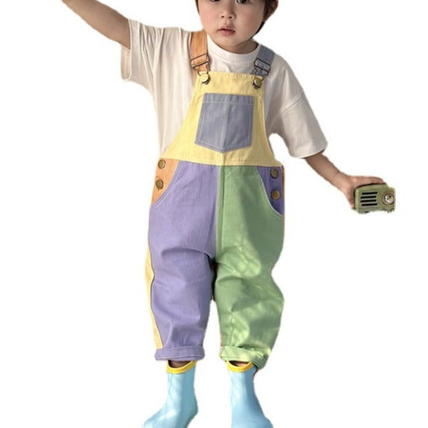 Fashion Baby Kid Unisex Color-blocking Jumpsuits