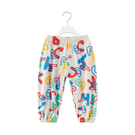 Kid Boys Letters Cartoon Print Pants