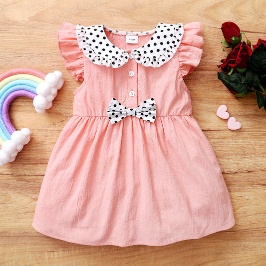 Baby Kid Girls Polka dots Bow Dresses