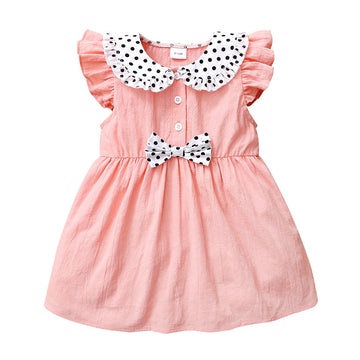 Baby Kid Girls Polka dots Bow Dresses