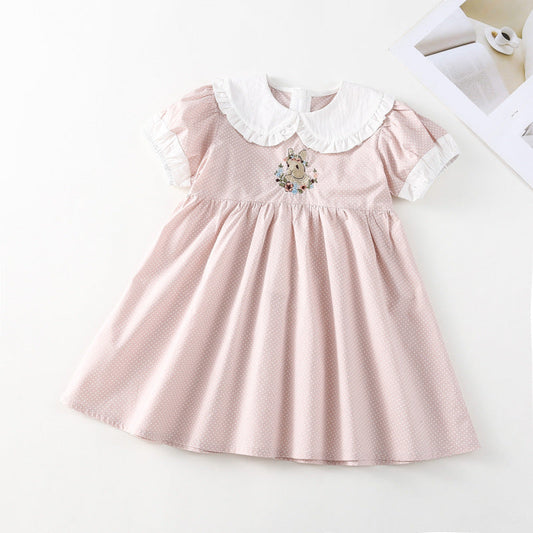 Baby Kid Girls Flower Rabbit Embroidered Dresses