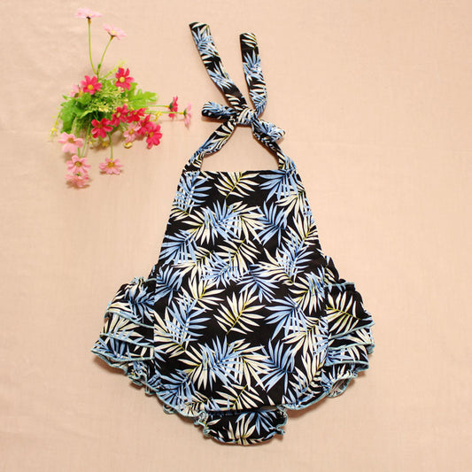 Girls Plant Print Rompers