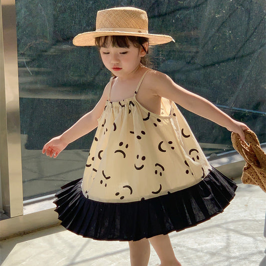 Baby Kid Girls Expression Print Dresses