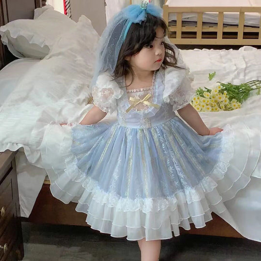 Cute Baby Kid Girls Lace Embroidered Princess Dresses