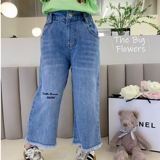 Baby Kid Girls Letters Embroidered Pants Jeans