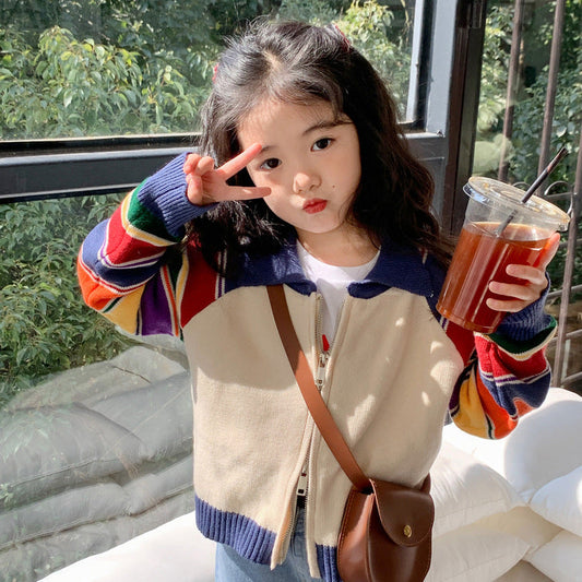 Baby Kid Girls Striped Color-blocking Jackets Outwears