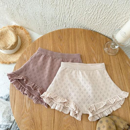 Baby Kid Girls Solid Color Crochet Shorts