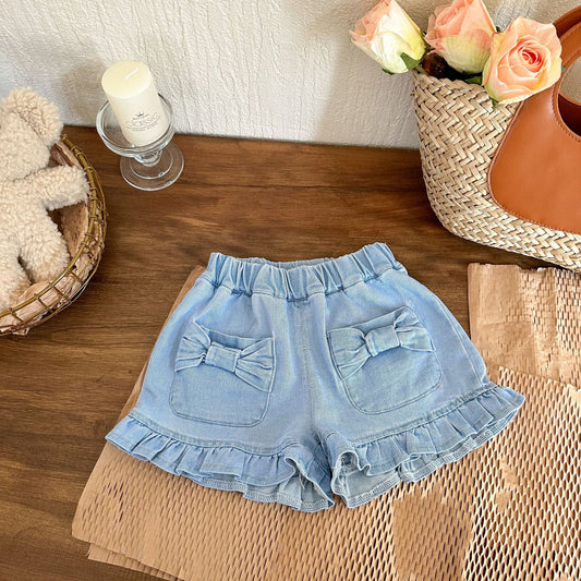 Baby Kid Girls Bow Shorts Jeans