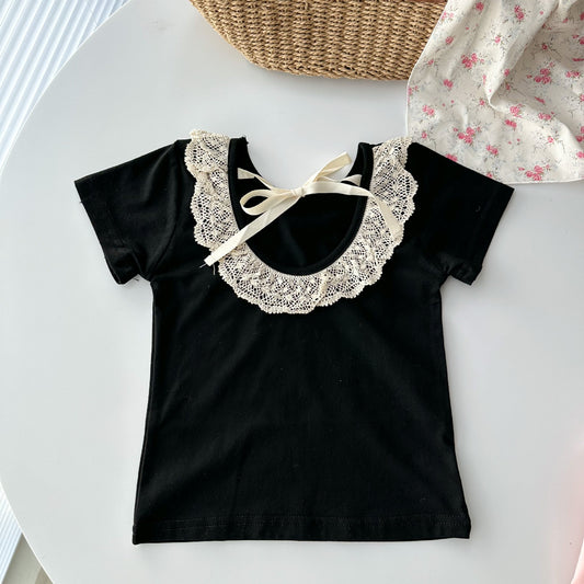 Baby Kid Girls Bow Lace Tops