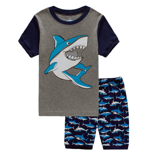 Fashion 2 Pieces Set Baby Kid Boys Cartoon Print Tops And Shorts