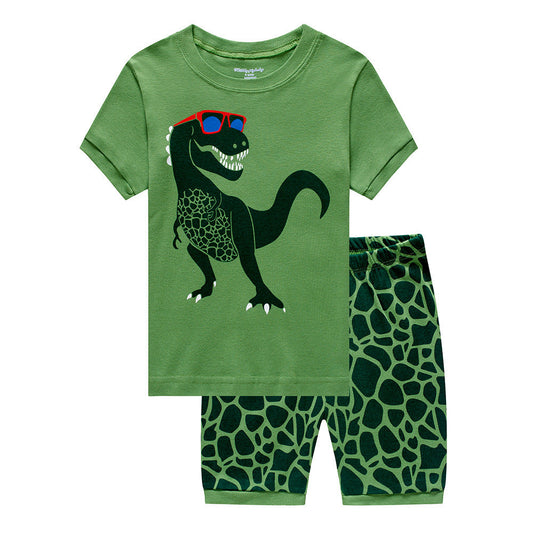 Cute 2 Pieces Set Baby Kid Boys Dinosaur Cartoon Print T-Shirts And Shorts