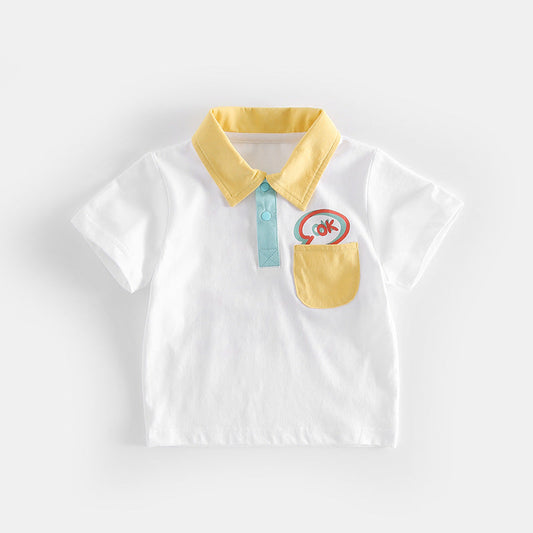 Fashion Baby Kid Boys Letters Color-blocking Polo Shirts