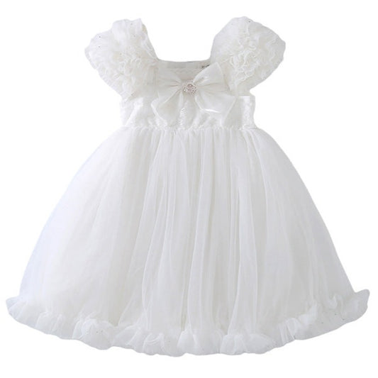 Kid Girls Solid Color Bow Dresses