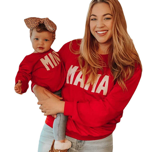 Mommy And Me Baby Kid Letters Hoodies Sweatshirts