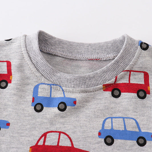 Baby Kid Boys Car Cartoon Print Hoodies Sweatshirts