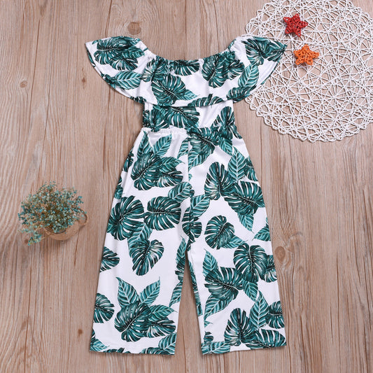 Baby Kid Girls Plant Print Jumpsuits