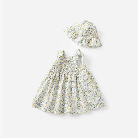 Baby Kid Girls Flower Print Dresses And Hats