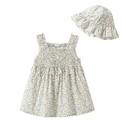 Baby Kid Girls Flower Print Dresses And Hats