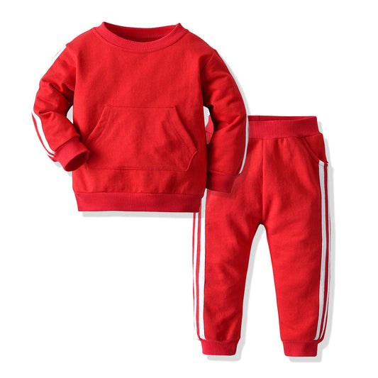 2 Pieces Set Baby Kid Boys Sports Striped Tops And Pants