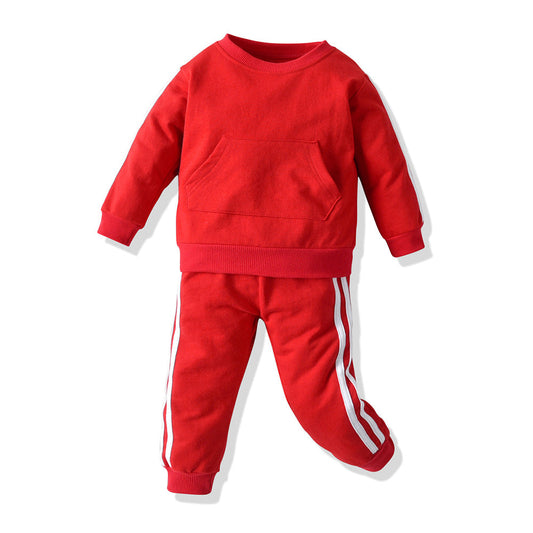 2 Pieces Set Baby Kid Boys Sports Striped Tops And Pants