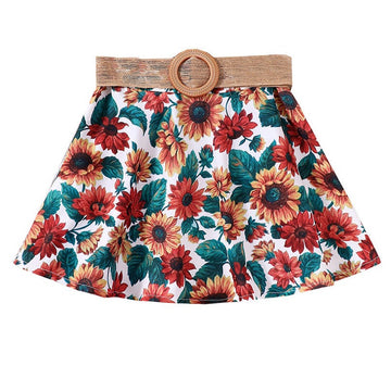 Cute Baby Kid Girls Flower Ribbon Print Skirts