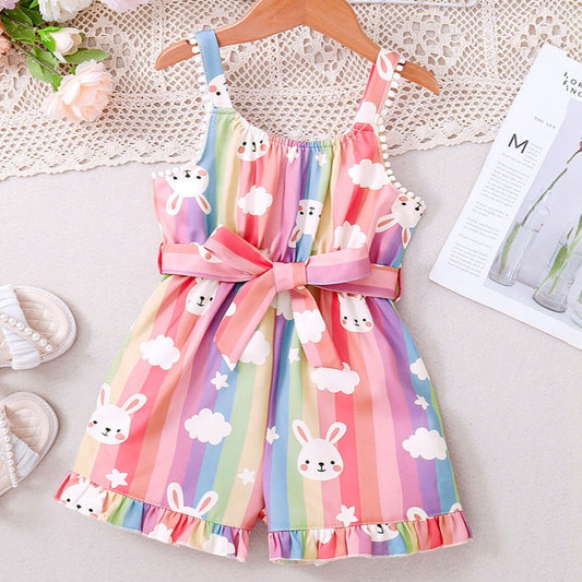 Baby Kid Girls Rabbit Print Rompers